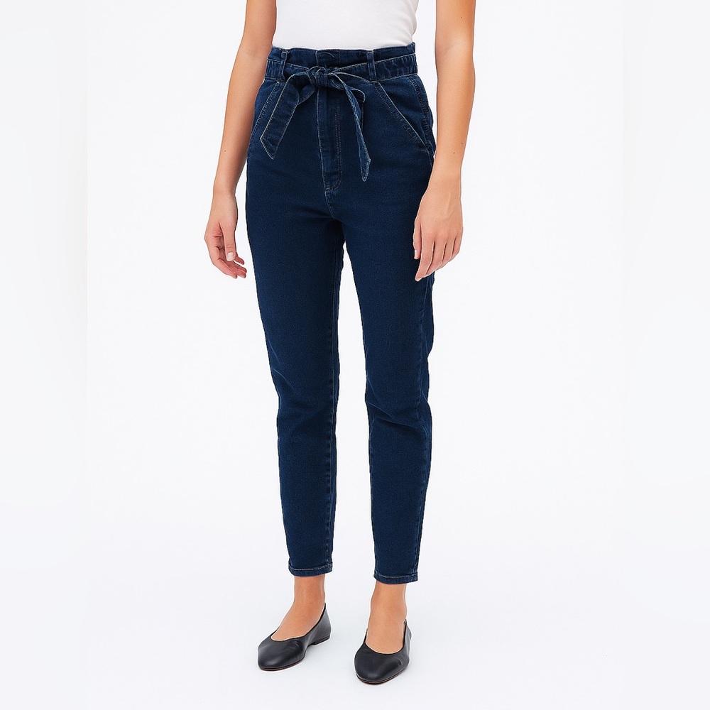 Snidel High-Waisted Paperbag Tie-Belt Skinny Jeans in Dark Wash Denim Women’s 0